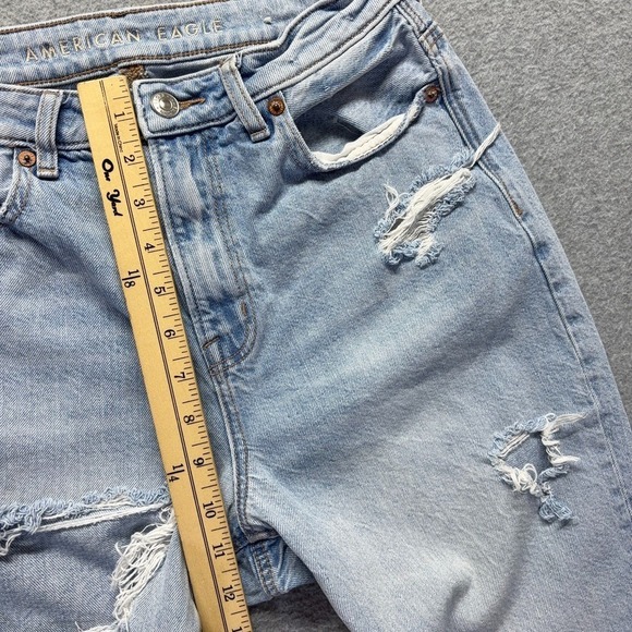 American Eagle Jeans Womens 4 Blue Mom High Rise Light Wash Distressed Denim - Picture 6 of 14
